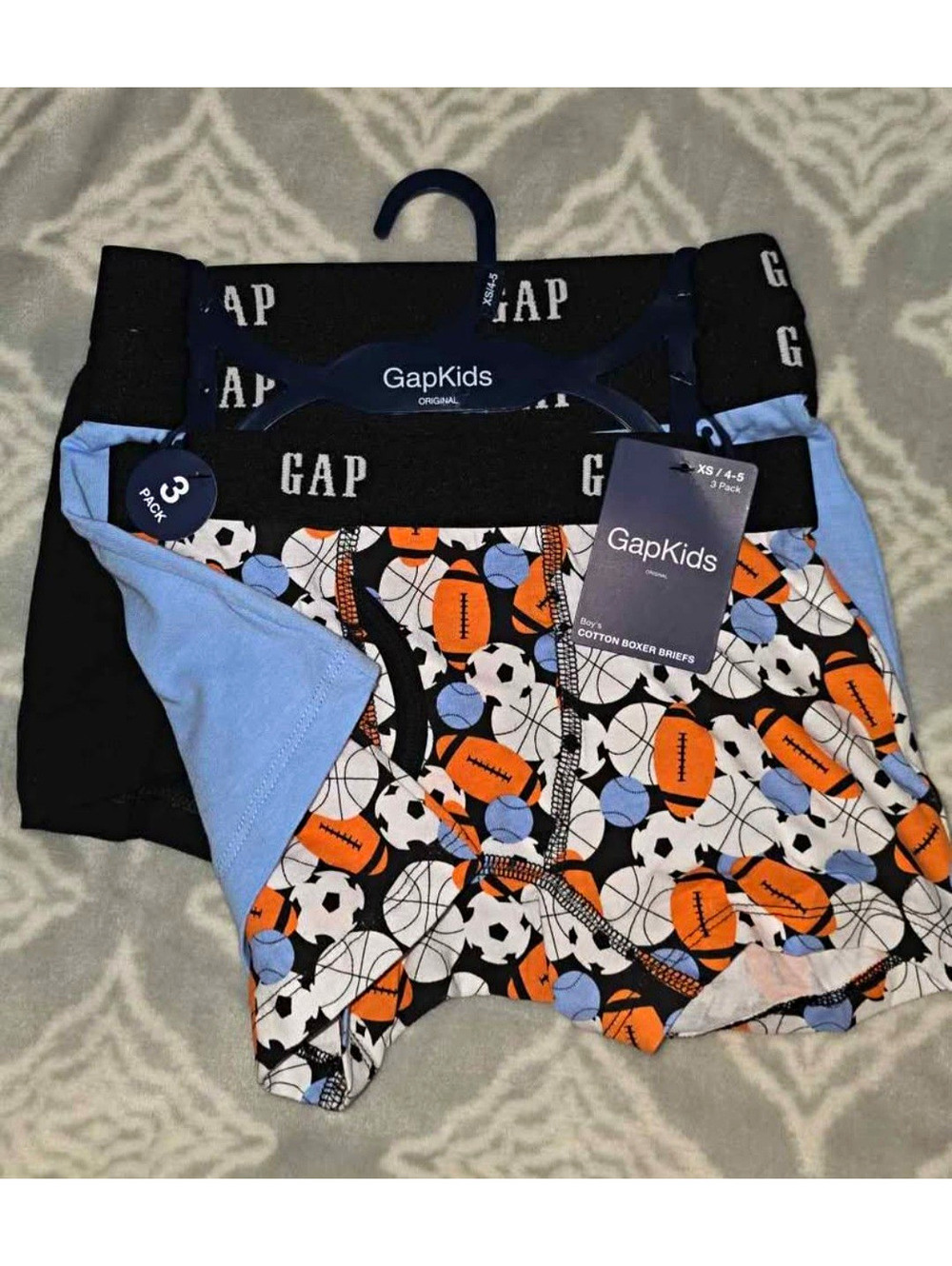 GapKids Boys Cotton Boxer Briefs 3 Pack Multicolor Sports Print Size 4